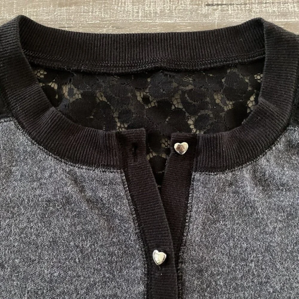 Princess Vera Wang Cardigan Sweater Girls Size Medium Black Gray Lace‎ Button Up